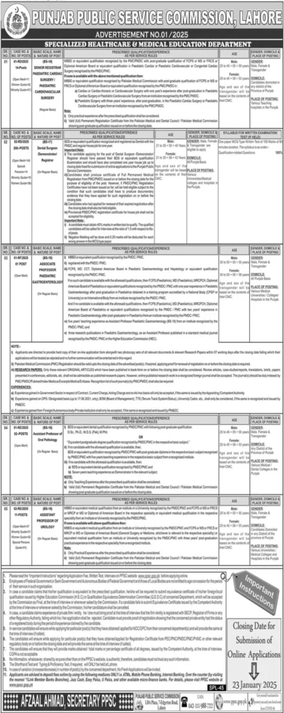 Punjab Public Service Commission Jobs 2025