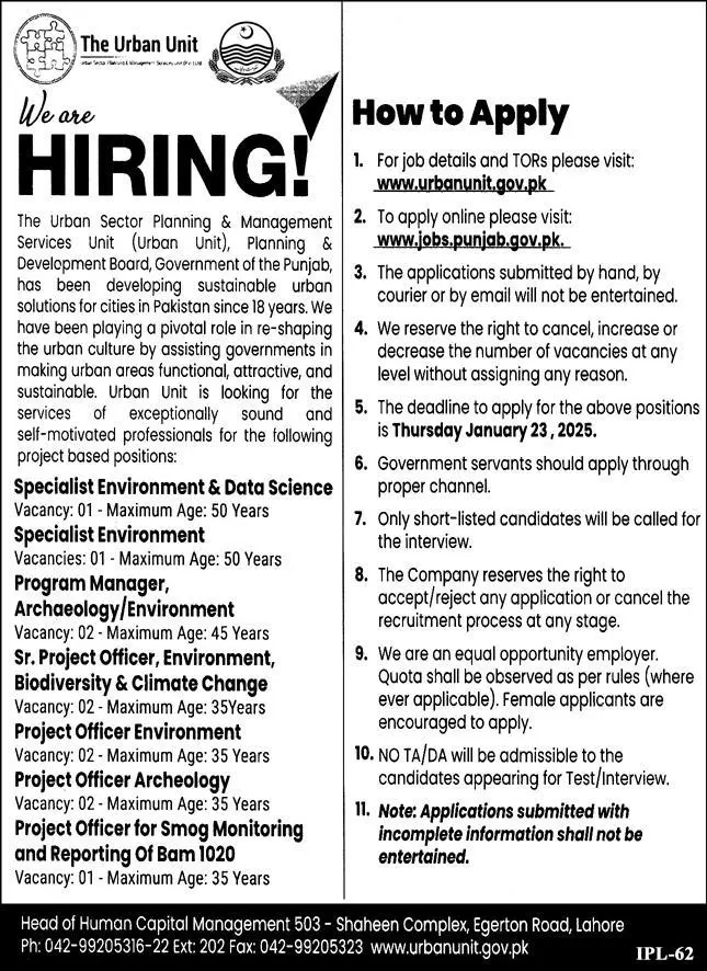 Urban Units New Jobs 2025 Advertisement